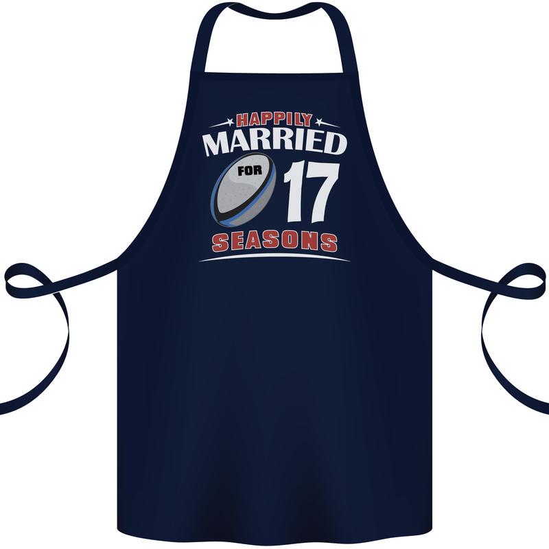 17 Year Wedding Anniversary 17th Rugby Cotton Apron 100% Organic Navy Blue