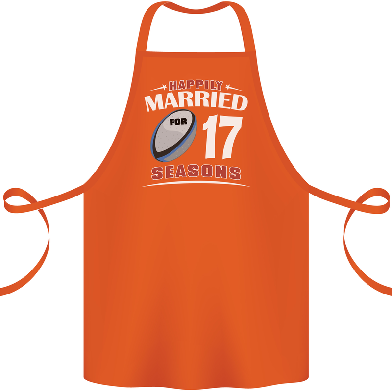 17 Year Wedding Anniversary 17th Rugby Cotton Apron 100% Organic Orange
