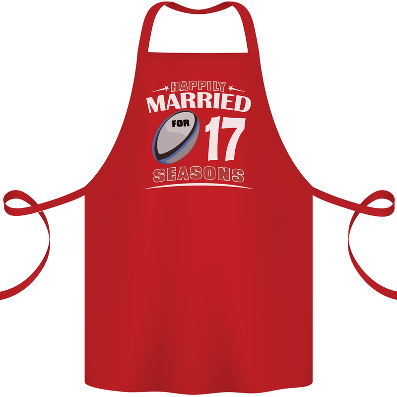 17 Year Wedding Anniversary 17th Rugby Cotton Apron 100% Organic Red