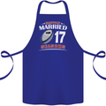 17 Year Wedding Anniversary 17th Rugby Cotton Apron 100% Organic Royal Blue