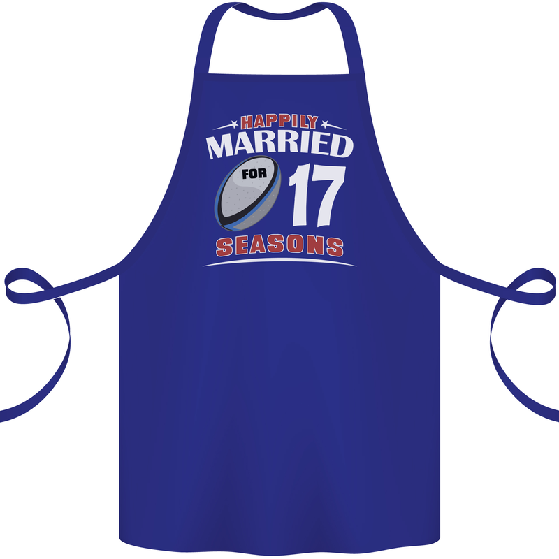 17 Year Wedding Anniversary 17th Rugby Cotton Apron 100% Organic Royal Blue