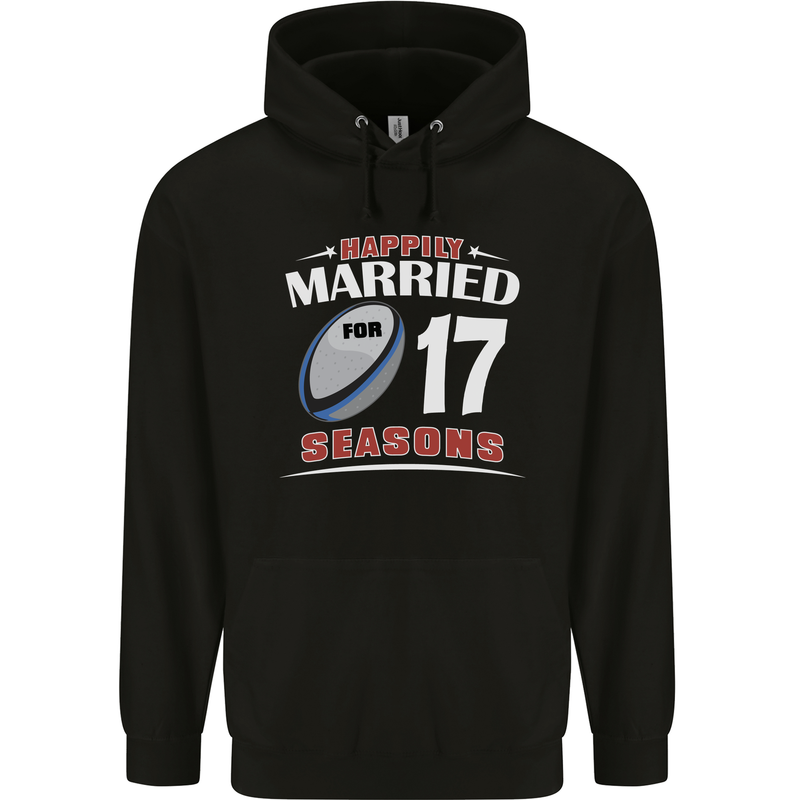 17 Year Wedding Anniversary 17th Rugby Mens 80% Cotton Hoodie Black