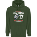 17 Year Wedding Anniversary 17th Rugby Mens 80% Cotton Hoodie Forest Green