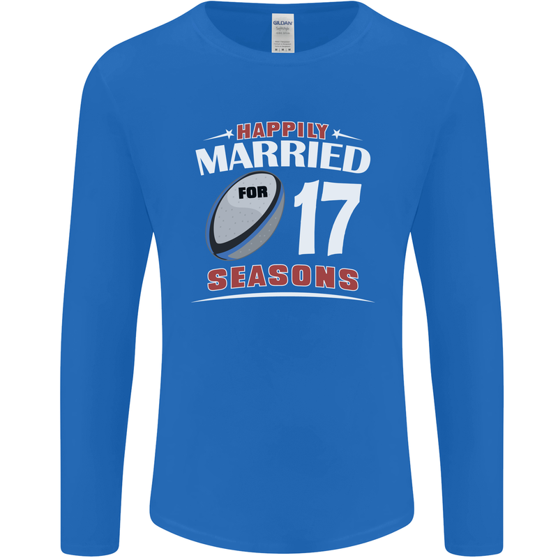 17 Year Wedding Anniversary 17th Rugby Mens Long Sleeve T-Shirt Royal Blue