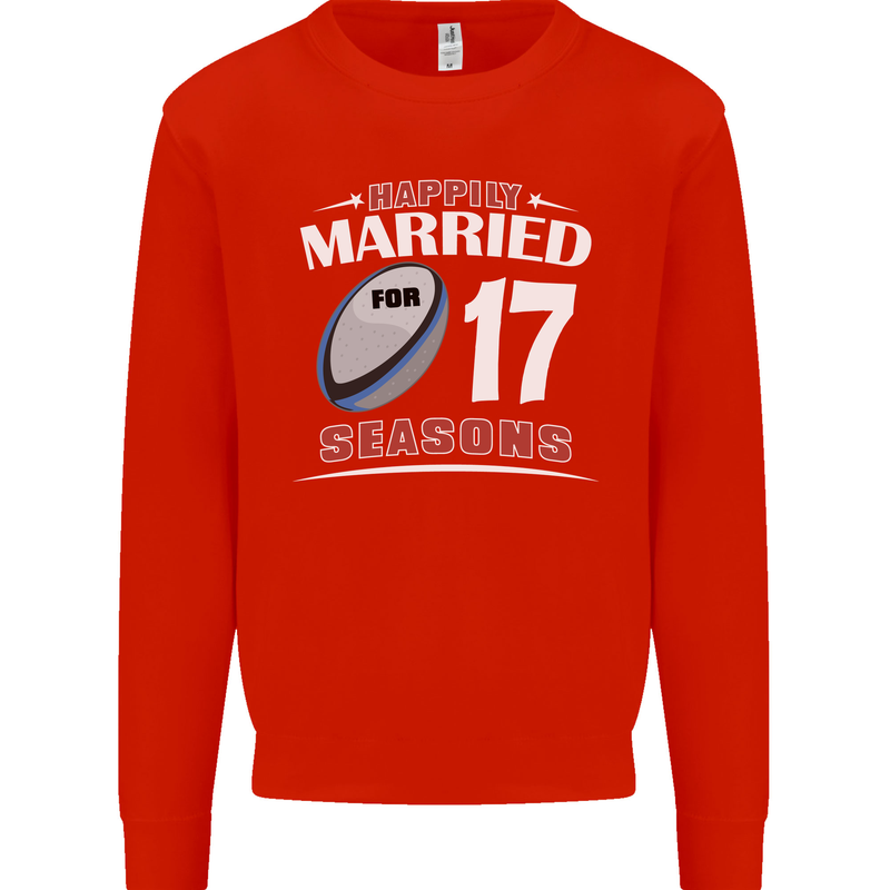 17 Year Wedding Anniversary 17th Rugby Mens Sweatshirt Jumper Bright Red