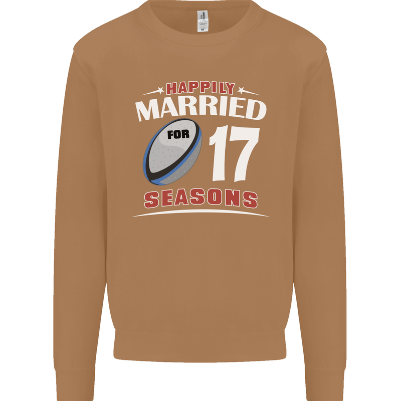 17 Year Wedding Anniversary 17th Rugby Mens Sweatshirt Jumper Caramel Latte