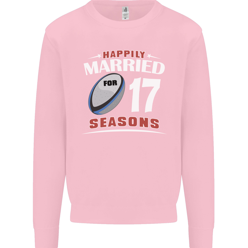 17 Year Wedding Anniversary 17th Rugby Mens Sweatshirt Jumper Light Pink