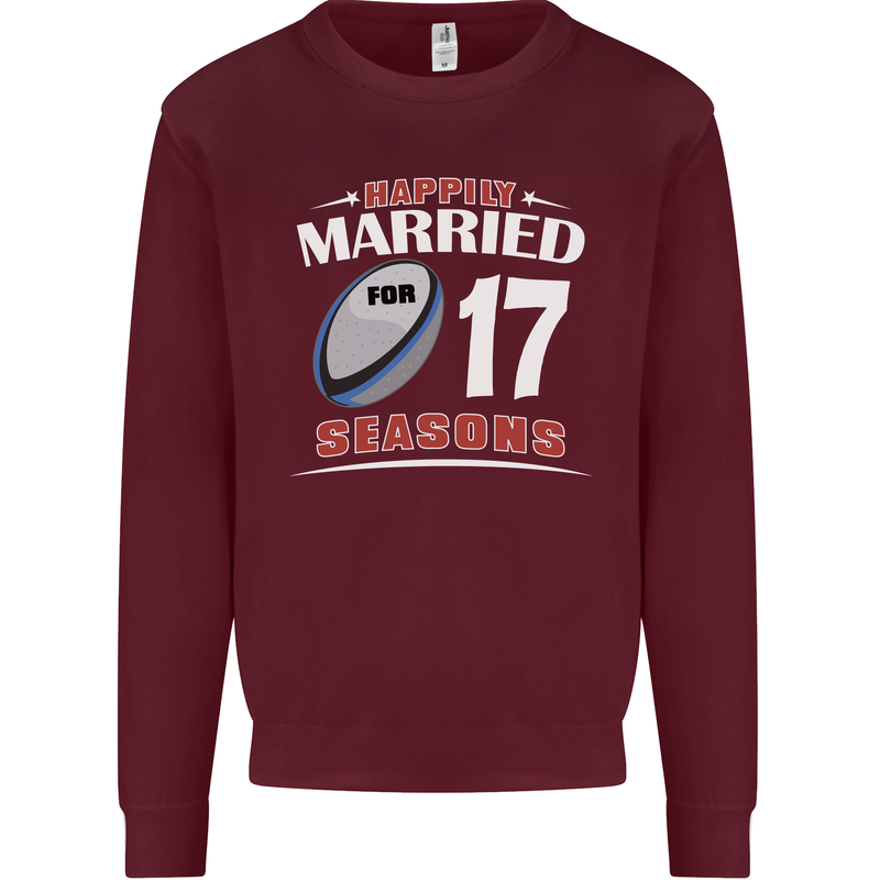 17 Year Wedding Anniversary 17th Rugby Mens Sweatshirt Jumper Maroon