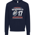 17 Year Wedding Anniversary 17th Rugby Mens Sweatshirt Jumper Navy Blue