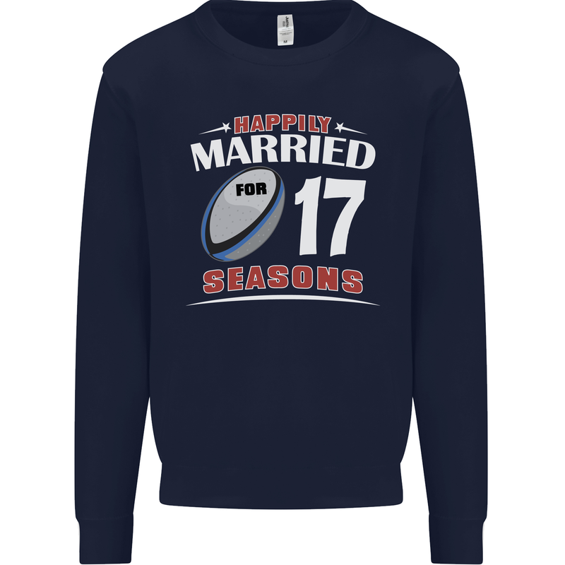 17 Year Wedding Anniversary 17th Rugby Mens Sweatshirt Jumper Navy Blue