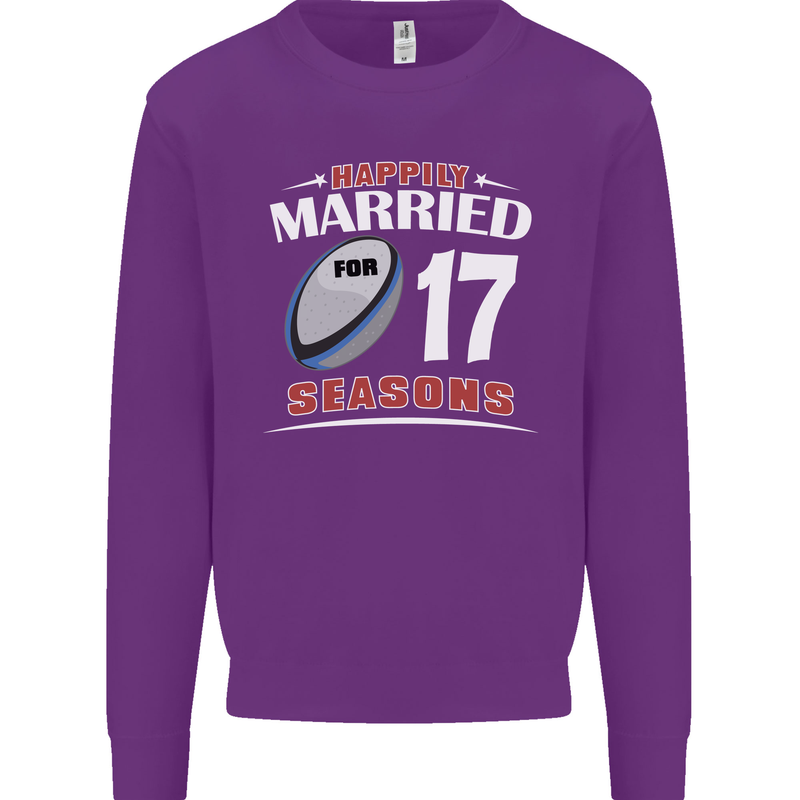 17 Year Wedding Anniversary 17th Rugby Mens Sweatshirt Jumper Purple