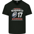 17 Year Wedding Anniversary 17th Rugby Mens V-Neck Cotton T-Shirt Black