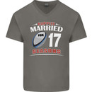 17 Year Wedding Anniversary 17th Rugby Mens V-Neck Cotton T-Shirt Charcoal