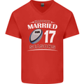 17 Year Wedding Anniversary 17th Rugby Mens V-Neck Cotton T-Shirt Red