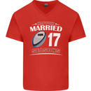 17 Year Wedding Anniversary 17th Rugby Mens V-Neck Cotton T-Shirt Red