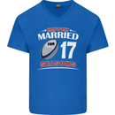 17 Year Wedding Anniversary 17th Rugby Mens V-Neck Cotton T-Shirt Royal Blue