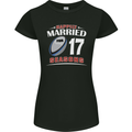 17 Year Wedding Anniversary 17th Rugby Womens Petite Cut T-Shirt Black