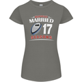 17 Year Wedding Anniversary 17th Rugby Womens Petite Cut T-Shirt Charcoal
