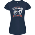 17 Year Wedding Anniversary 17th Rugby Womens Petite Cut T-Shirt Navy Blue