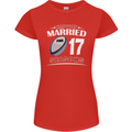17 Year Wedding Anniversary 17th Rugby Womens Petite Cut T-Shirt Red