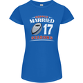 17 Year Wedding Anniversary 17th Rugby Womens Petite Cut T-Shirt Royal Blue