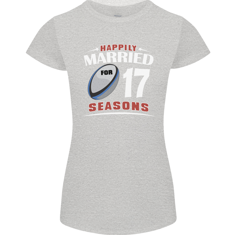 17 Year Wedding Anniversary 17th Rugby Womens Petite Cut T-Shirt Sports Grey