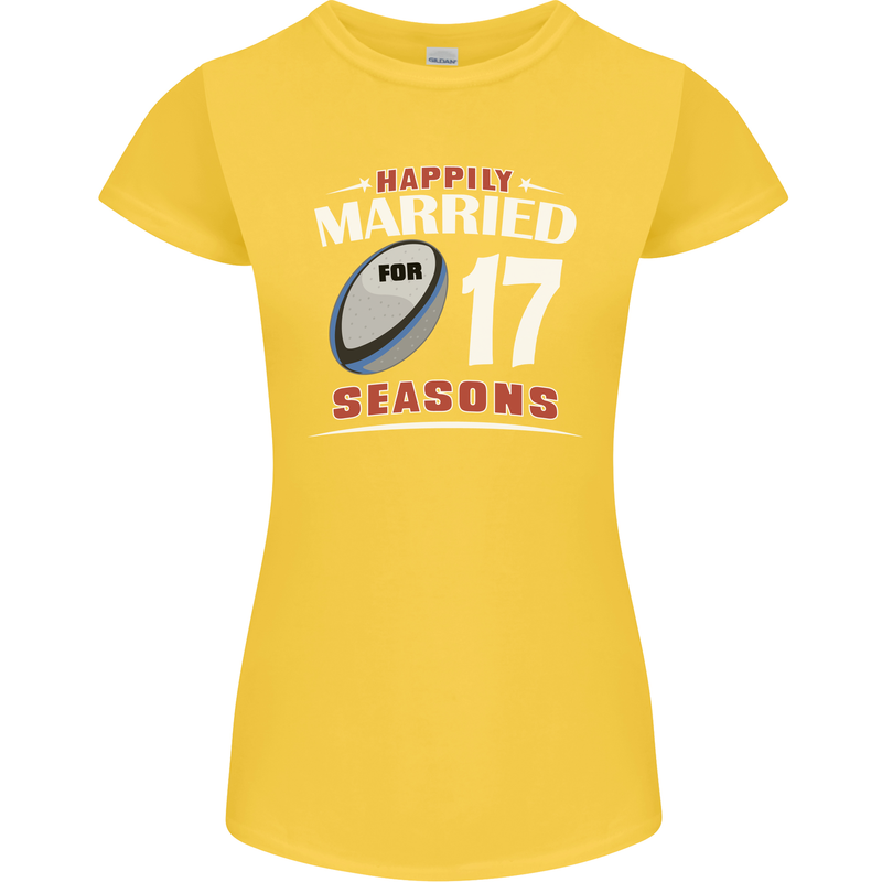 17 Year Wedding Anniversary 17th Rugby Womens Petite Cut T-Shirt Yellow