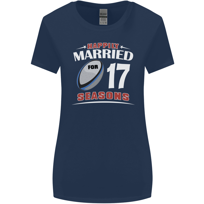 17 Year Wedding Anniversary 17th Rugby Womens Wider Cut T-Shirt Navy Blue