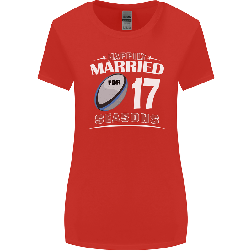 17 Year Wedding Anniversary 17th Rugby Womens Wider Cut T-Shirt Red