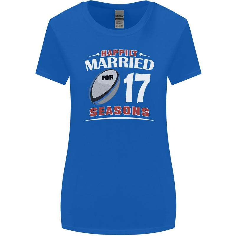 17 Year Wedding Anniversary 17th Rugby Womens Wider Cut T-Shirt Royal Blue