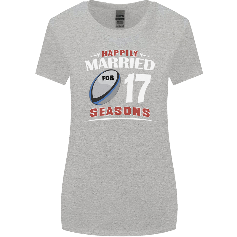 17 Year Wedding Anniversary 17th Rugby Womens Wider Cut T-Shirt Sports Grey