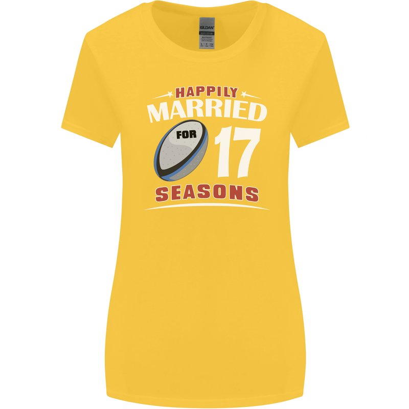17 Year Wedding Anniversary 17th Rugby Womens Wider Cut T-Shirt Yellow