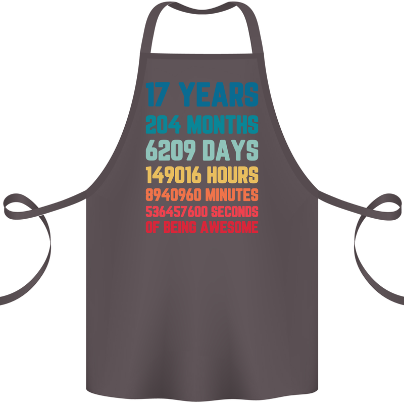 17th Birthday 17 Year Old Cotton Apron 100% Organic Dark Grey