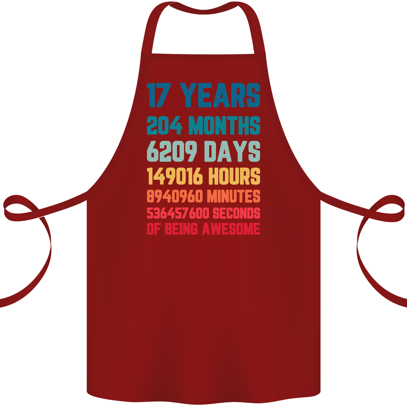 17th Birthday 17 Year Old Cotton Apron 100% Organic Maroon