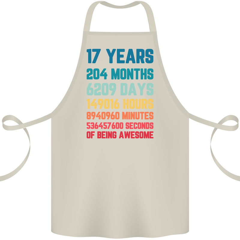 17th Birthday 17 Year Old Cotton Apron 100% Organic Natural