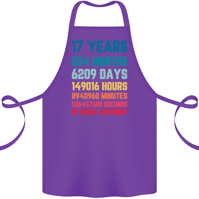 17th Birthday 17 Year Old Cotton Apron 100% Organic Purple