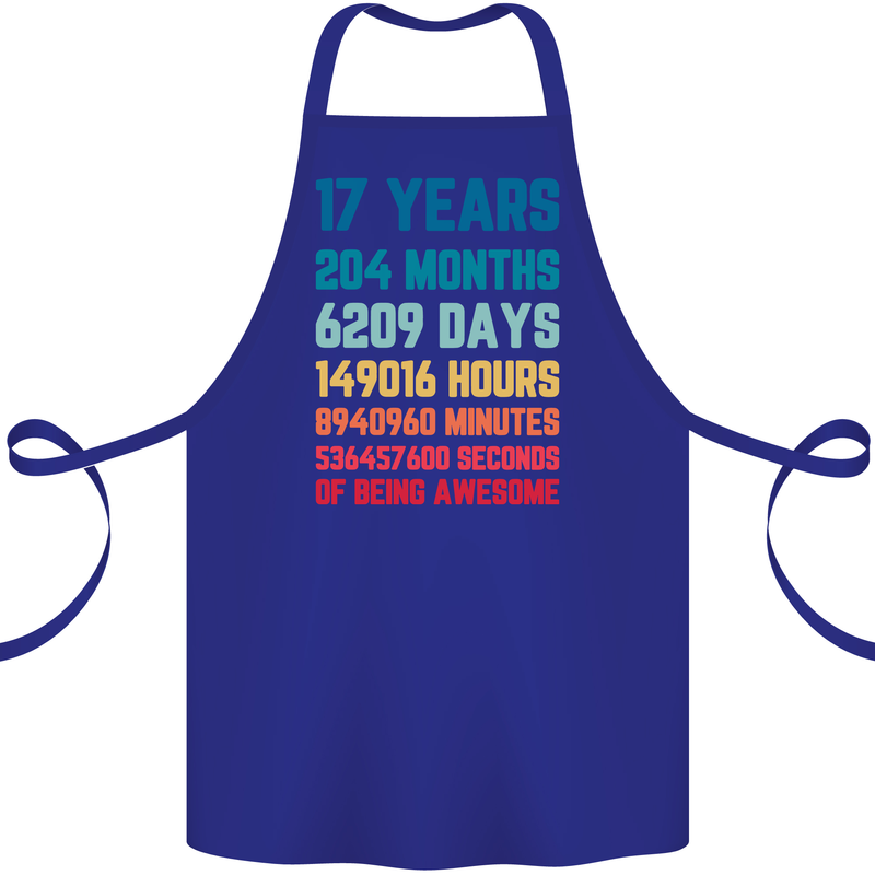 17th Birthday 17 Year Old Cotton Apron 100% Organic Royal Blue