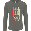 17th Birthday 17 Year Old Level Up Gamming Mens Long Sleeve T-Shirt Charcoal