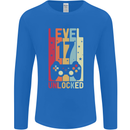 17th Birthday 17 Year Old Level Up Gamming Mens Long Sleeve T-Shirt Royal Blue