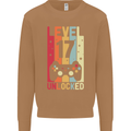 17th Birthday 17 Year Old Level Up Gamming Mens Sweatshirt Jumper Caramel Latte