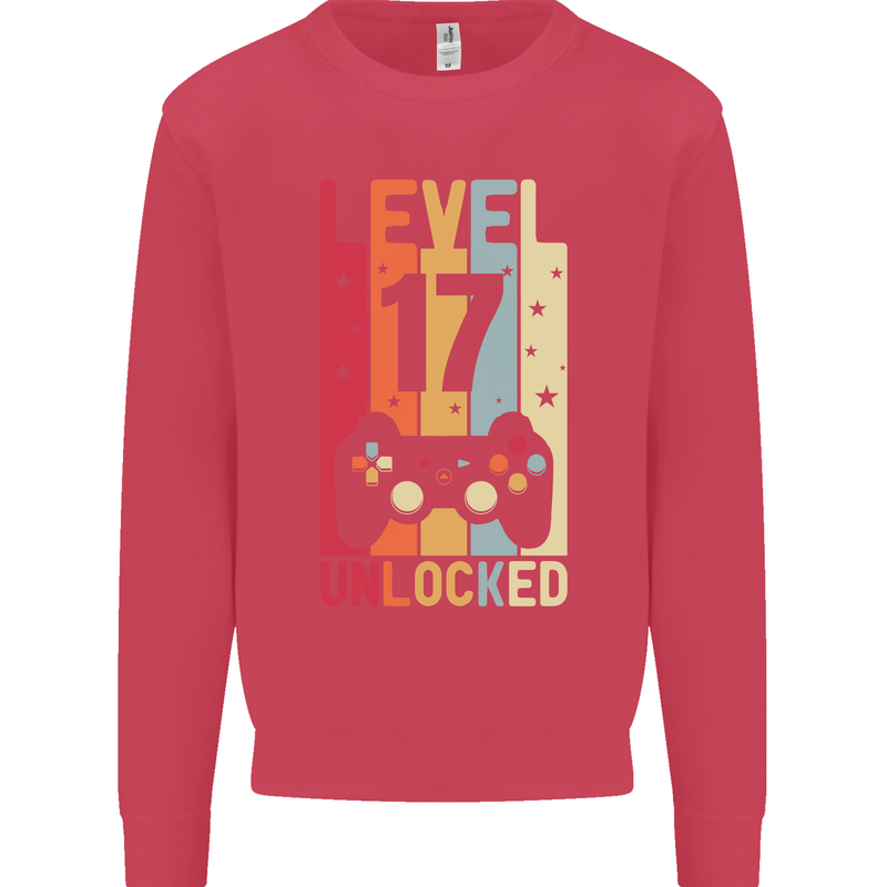 17th Birthday 17 Year Old Level Up Gamming Mens Sweatshirt Jumper Heliconia