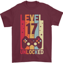 17th Birthday 17 Year Old Level Up Gamming Mens T-Shirt 100% Cotton Maroon