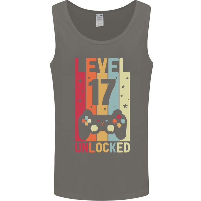 17th Birthday 17 Year Old Level Up Gamming Mens Vest Tank Top Charcoal