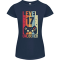17th Birthday 17 Year Old Level Up Gamming Womens Petite Cut T-Shirt Navy Blue