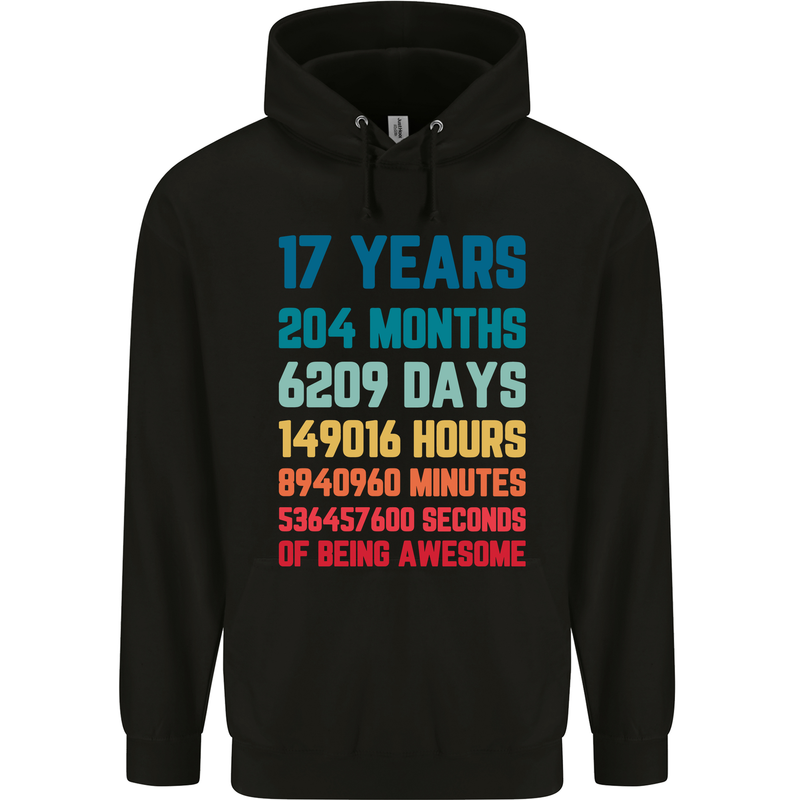 17th Birthday 17 Year Old Mens 80% Cotton Hoodie Black