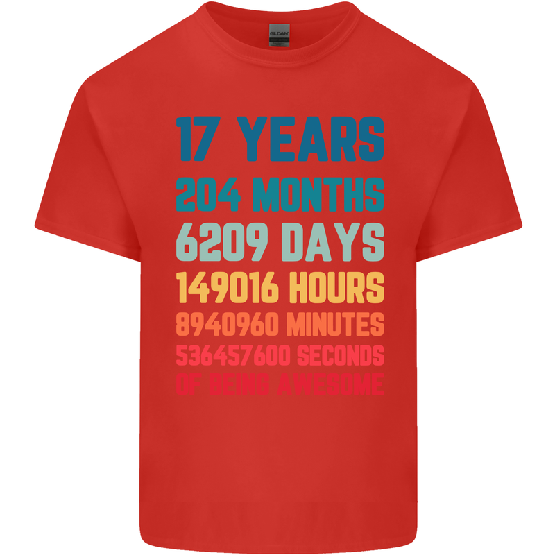 17th Birthday 17 Year Old Mens Cotton T-Shirt Tee Top Red