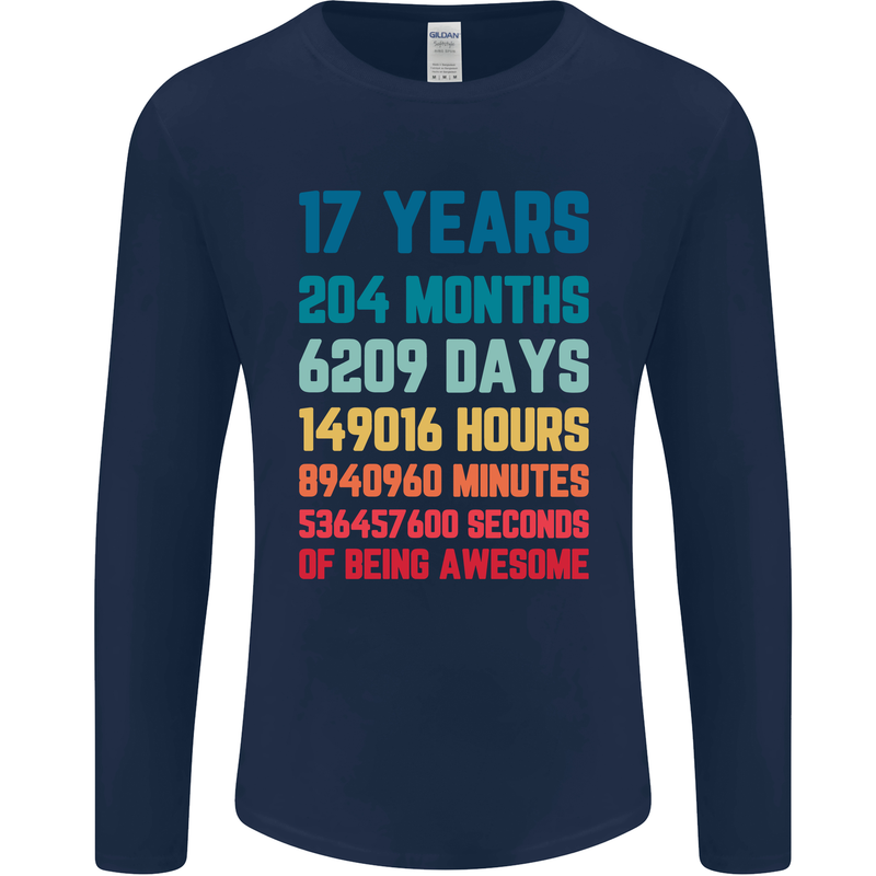 17th Birthday 17 Year Old Mens Long Sleeve T-Shirt Navy Blue