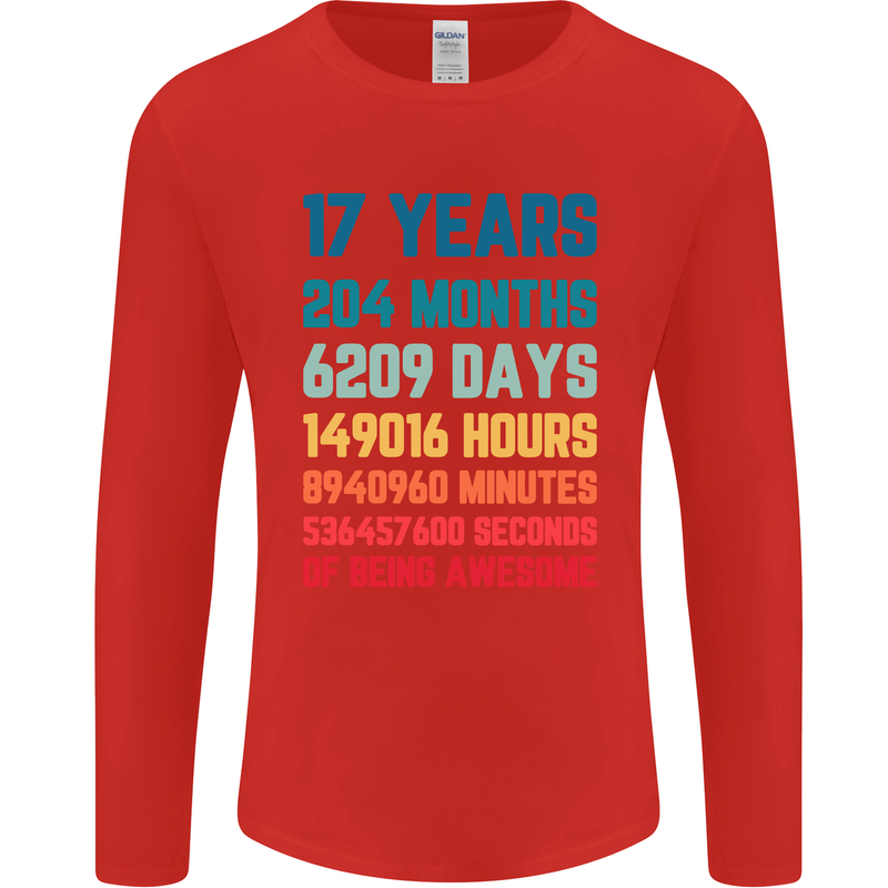17th Birthday 17 Year Old Mens Long Sleeve T-Shirt Red