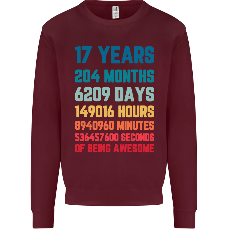 17th Birthday 17 Year Old Mens Sweatshirt Jumper Maroon