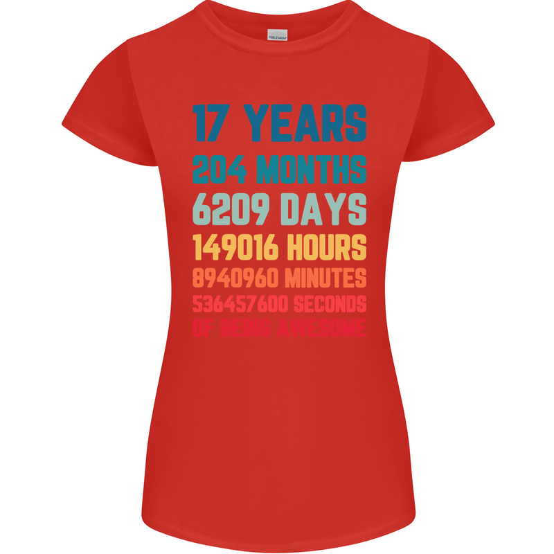 17th Birthday 17 Year Old Womens Petite Cut T-Shirt Red